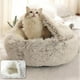 thumbnail image 5 of Cama redonda de felpa suave Colchón para mascotas Cesta cálida y cómoda Saco de dormir 2 en 1 para perros Nido para Pequeño, Gris, 5 of 5