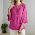 thumbnail image 7 of Wensltd Women V Neck Blouses Long Sleeve Open Front Cardigan Cotton Linen Solid Color Casual Soft Blouses, 7 of 7