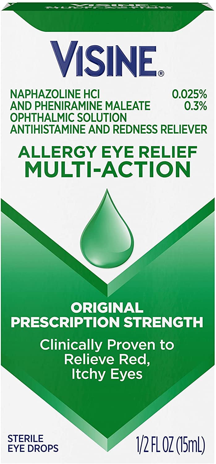 Visine Allergy Eye Relief Multi-Action Antihistamine and Redness Reliever Eye Drops, 0.5 oz, 3 Pack