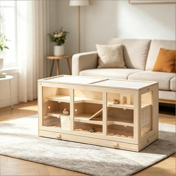 Small Animal Habitat, Rat Cage Wooden Hamster Cage Gerbil Cage