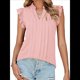 thumbnail image 1 of Blusas de para Mujer, Elegantes, Informales, con Mangas con Volantes, Cuello en V, Plisadas, para Negocios, de Verano Rosa XXL, 1 of 8