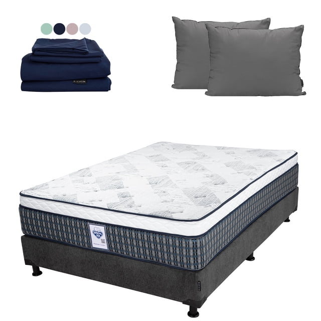 Colchón Matrimonial Cardona Spring Air con Box Almohadas 2Pack Sábanas Softy