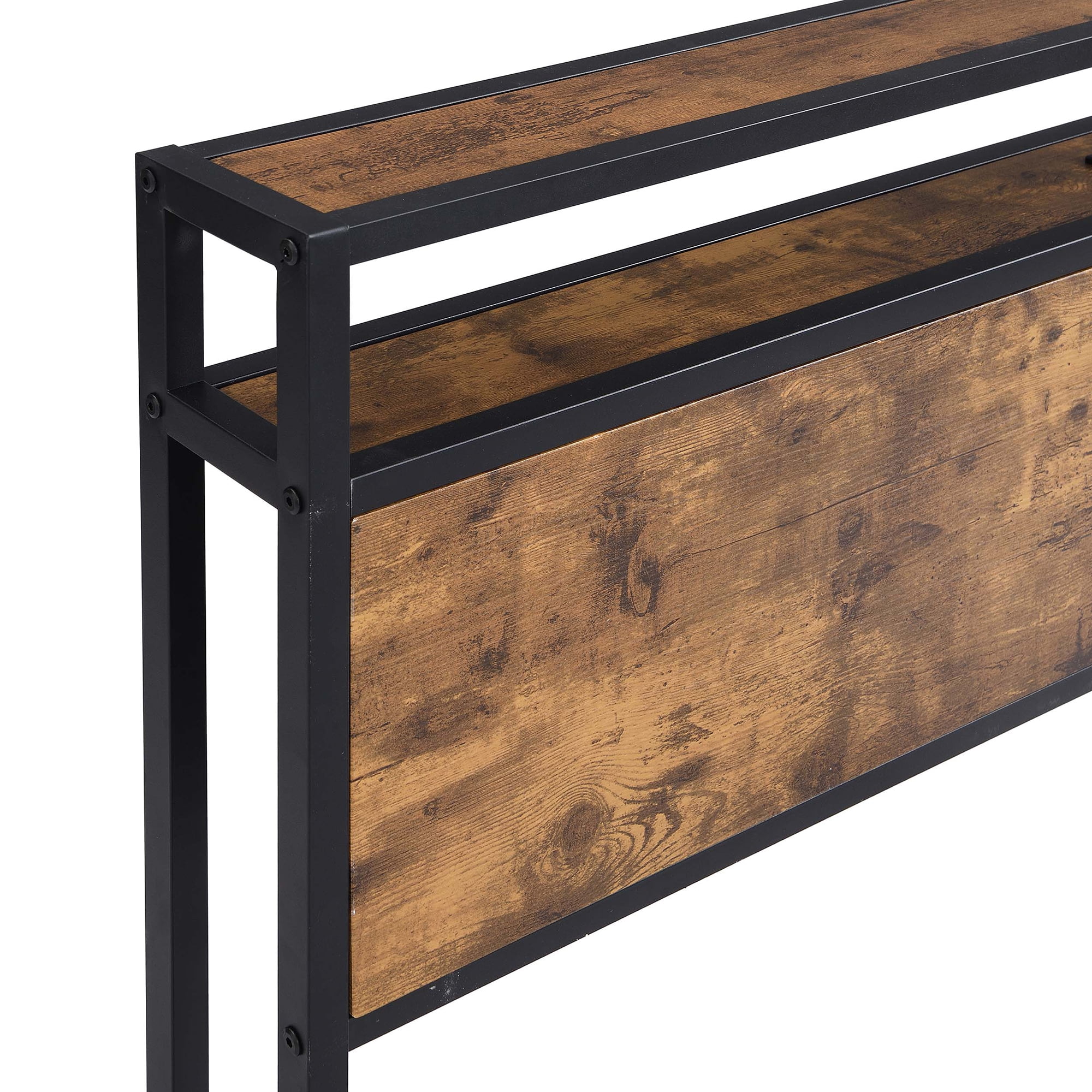 Kadyn Full Size Bed Frame, Full Bed Frame with LED Lights and 2 USB Ports, Metal & Wood Full Bed Frame with Storage, Rustic Brown Kadyn Full Size Bed Frame, Full Bed Frame with LED Lights and 2 USB Ports, Metal & Wood Full Bed Frame with Storage, Rustic Brown
