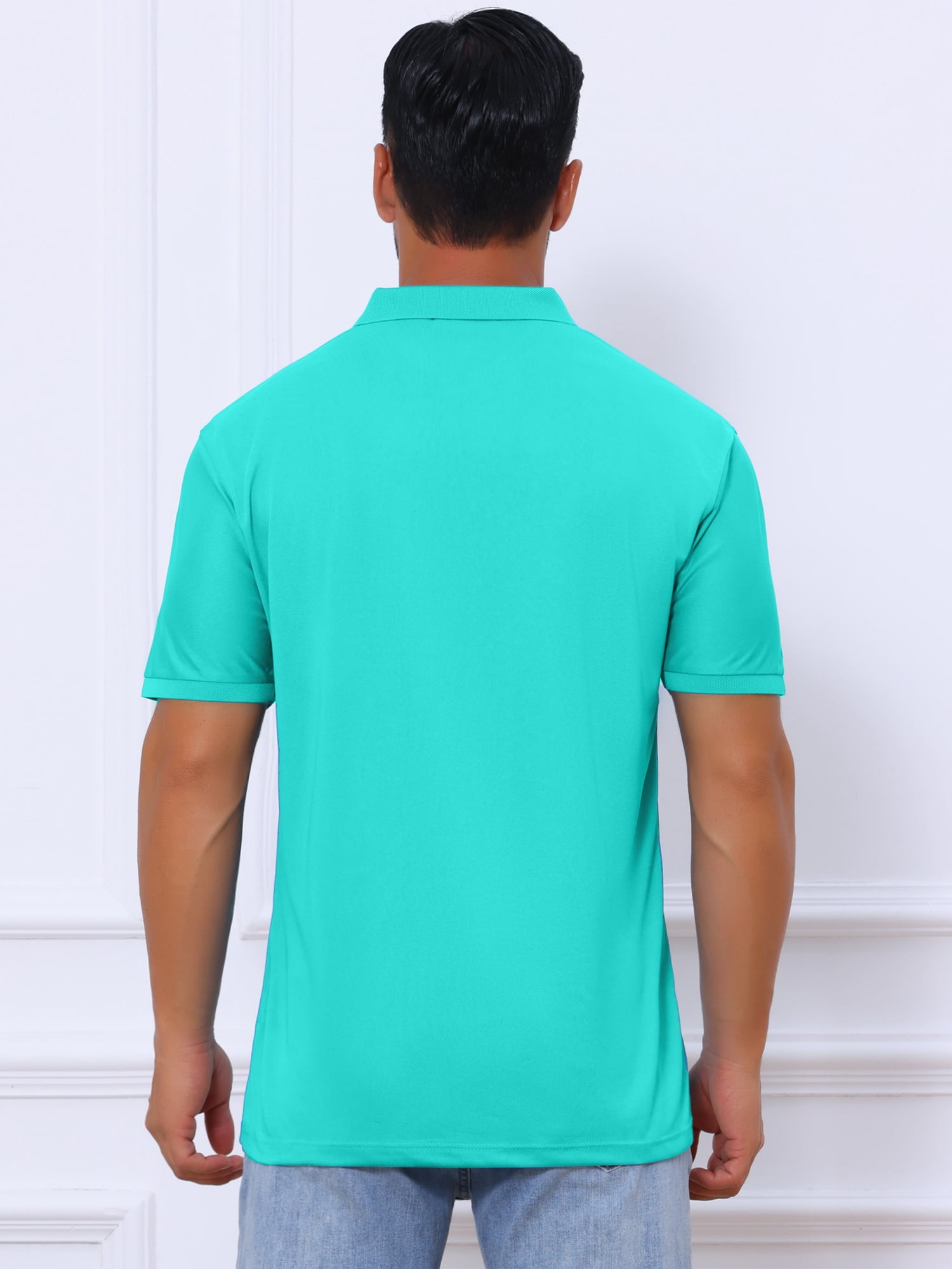 DARING DIVA Men's Solid Stretch Short Sleeve Slim Fit Golf Shirt 2XL Bright Blue