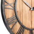 thumbnail image 2 of Oldtown Farmhouse Metal & Solid Wood Noiseless Wall Clock (Wood, 24-inch), 2 of 2
