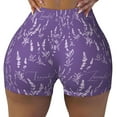 thumbnail image 2 of Lsque Lavender Flowers Pattern High Waisted Biker Shorts for Women-Tummy Control Fitness Athletic Workout Running Yoga Gym Shorts,Moisture-Wicking-, 2 of 9