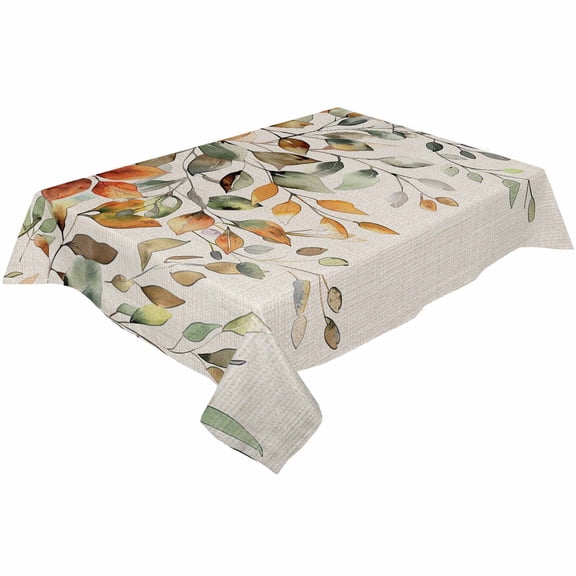 Fall Thanksgiving Eucalyptus Rectangle Tablecloths 54x109,Farmhouse Sage Green Orange Table Cloth Table Cover Indoor/Outdoor Tabletop Decor for Wedding Holiday Party Dinner Baby Shower