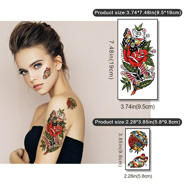 77 Sheets Classic Temporary Tattoos Old School Tattoos Stickers, Sailor  Jerry Style Vintage Design Fake Tattoo, American Traditional Flower Rose Arm  Temporary Tattoos For Women Men Adults Kids - Walmart.Com