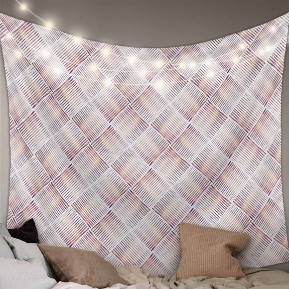 Pink Geometric Tapestry for Bedroom Wall Hanging Tapestry, Modern Striped Abstract Art Aesthetics Ceiling Backdrop Tapestries Poster Blanket Wall Decor for Teens Room Living Room Dorm 39" x 59"