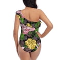 thumbnail image 5 of Sikiie Colorful Roses Print Women One Piece Swimsuits Tummy Control One Shoulder Bathing Suits Ruffle Swimwear, From S to XXL-Small, 5 of 6