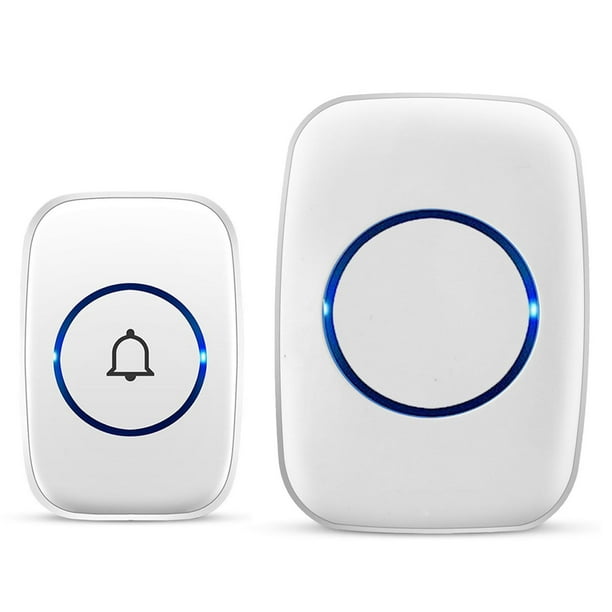 Timbre inalámbrico, kit de timbre de puerta impermeable FullHouse, distingue puertas delanteras y traseras, alcance de más de 1000 pies y 60 timbres, 5 niveles de volumen y flash LED, para aula de ofi
