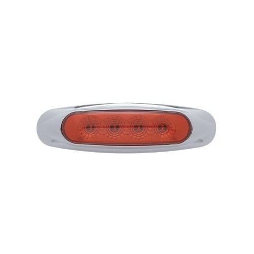 6" Red 4 LED Truck Trailer Side Marker Clearance Light / Chrome Bezel