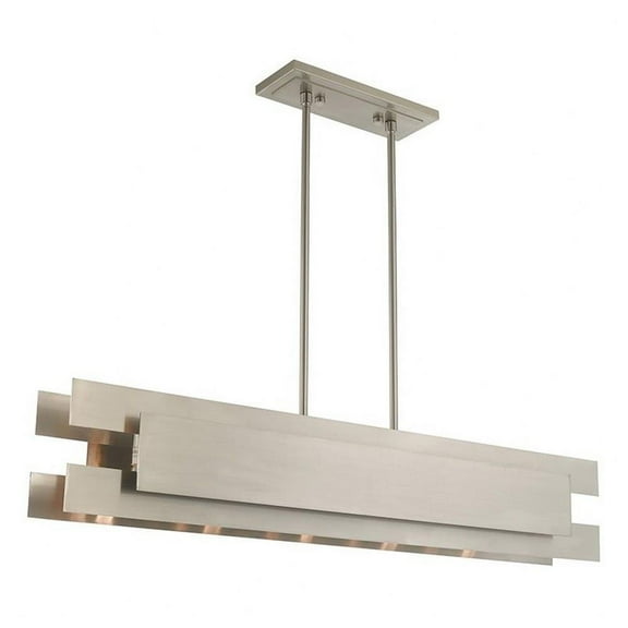 Modern Contemporary Five Light Chandelier-Brushed Nickel Finish Bailey Street Home 218-Bel-3110562