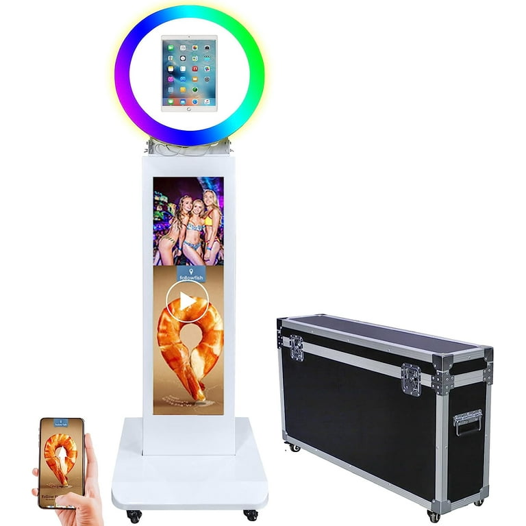 Portable Photo Booth with Software for iPad 10.2 10.9 11 12.9  Photobooth Stand Shell Selfie Machine with APP Control LCD Screen and RGB  LED Ring