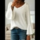 thumbnail image 5 of Blusa de Mujer con Volantes, Mangas 3/4, Cuello en V, Informal, para Negocios, y Verano XXL, 5 of 6