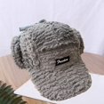thumbnail image 4 of D GROEE Ladies Ear protective Baseball Winter Ladies Hat Earflaps Ear Thickened Plush Long Brim Sunshade Solid Color Lace Up Strap Windproof Lei Grey, 4 of 8