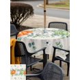 thumbnail image 4 of Outdoor Tablecloth with Umbrella Hole and Zipper, Fall Green Square Table Cloth 60x60 Inch Waterproof Tablecloth, Orange White Thanksgiving Pumpkin Eucalyptus Picnic Table Cover for Patio Camping, 4 of 7
