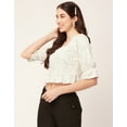 thumbnail image 4 of Moomaya Women Short Top Sweetheart Neck Elbow Sleeves Crop Top, 4 of 8