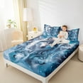 thumbnail image 4 of Manfei 3D Wolf Queen Sheet Sets for Kids, Dreamy Moon Galaxy Flat Sheet, Woodland Animal Queen Fitted Sheet, Super Cozy Room Decor, 4-Piece, 4 of 7