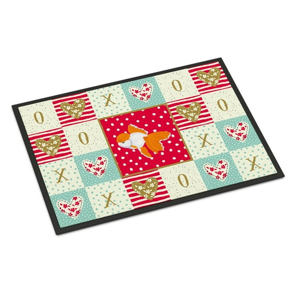 Carolines Treasures CK5475JMAT Oranda Red Cap Goldfish Love Door Mat Indoor Rug or Outdoor Welcome Mat 24x36 Doormat