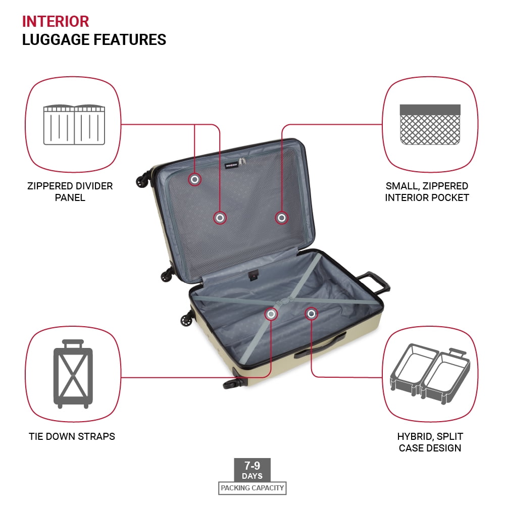 SWISSGEAR Wave Hardside Expandable Large Checked Luggage with Spinner Wheels, Sand