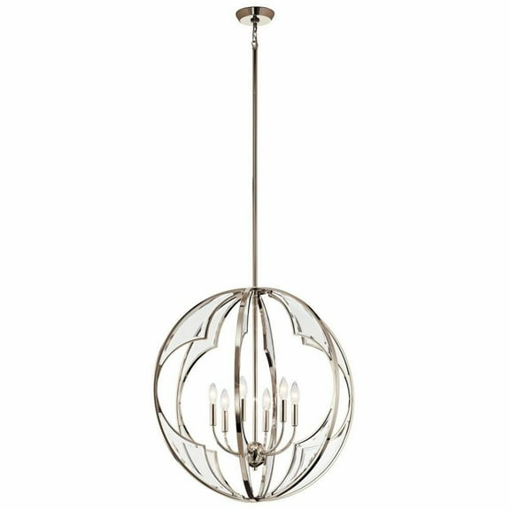 Modern Farmhouse Six Light Chandelier-Polished Nickel Finish Bailey Street Home 147-Bel-2279086