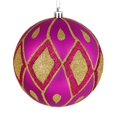 thumbnail image 1 of Vickerman N188170D 4.75 in. Fuchsia Matte Ball Ornament with Glitter Diamond Pattern  4 per Pack, 1 of 1