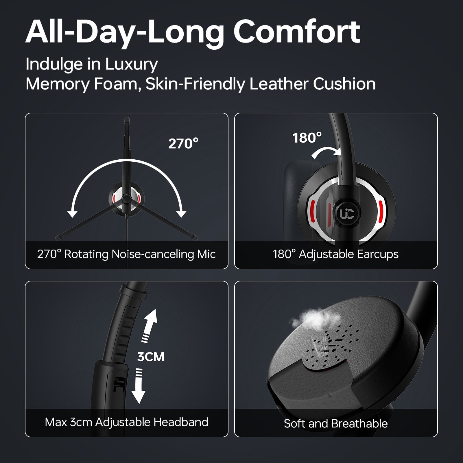 Blucalm Wired USB Headset with Mic for PC, Laptop, AI Noise Canceling Headphones with In-Line Control for Teams, Zoom, Skype, On-Ear Computer Headset with Microphone for Home/Office/Call Center