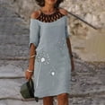thumbnail image 3 of Fridja Femmes Été Casual Manches Courtes Creux Imprimé Bustier Robe Creuse, 3 of 6