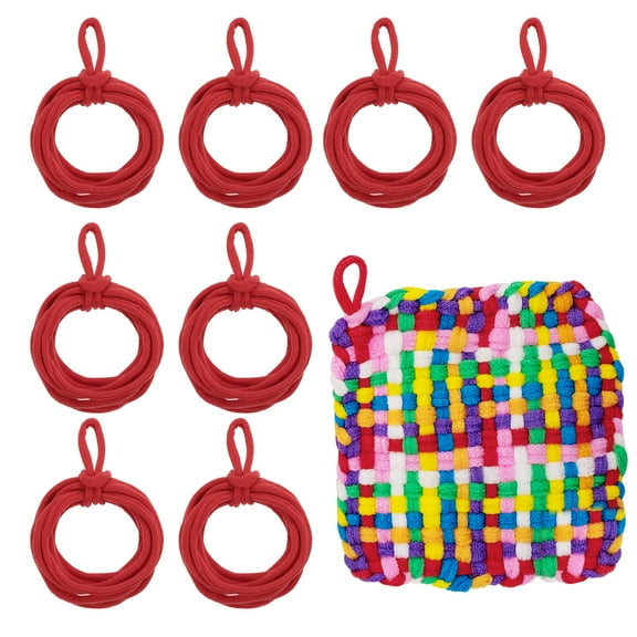 Uxcell 50 Pcs Potholder Loom Refill Loops, Elastic Potholder Weaving Refill Loops Knitting Kit Supplies in Rainbow Colors for Girls DIY Crafts 7" Weaving Loom, Red