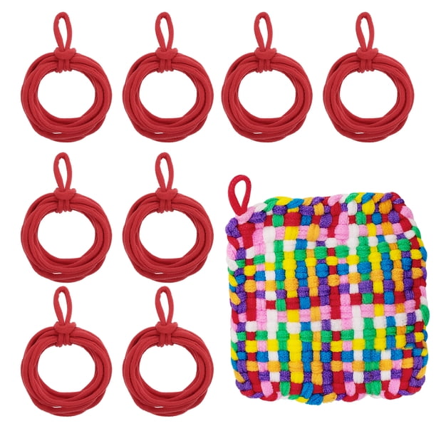 Uxcell 50 Pcs Bucles de Repuesto para Telar de Agarraderas, Bucles de Tejer Elásticos para Manualidades DIY en Colores Arcoíris para Niñas, Telar de 7" Weaving Loom, Rojo