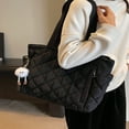 thumbnail image 3 of YOPTOP Leisure Simple Solid Color Diamond Lattice Stitching Multiple Pockets Women‘s Tote Bag With Pendant,none,none, 3 of 7