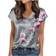 thumbnail image 1 of Blusas para Mujeres Casual V Cuello Impreso Manga Corta Camiseta Suéter Suave Transpirable Moda de Verano Superior, 1 of 6