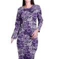 thumbnail image 6 of Moomaya Printed Full Sleeve Bodycon Dress for Women Scoop Neck Side Slit Casual Clothing, 6 of 8