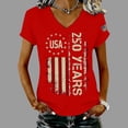 thumbnail image 2 of NMMUED Women's V Neck Patriotic Tops 4th of July Shirts 250th Anniversary Distressed Flag Graphic Tees Independence Day Summer Casual Short Sleeve Memorial Day Tees Red L, 2 of 9