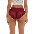 thumbnail image 2 of Unique Bargains Women's Full-Coverage Panties Lace Trim High Waist Briefs S Wine Red, 2 of 6