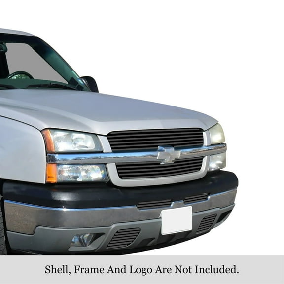 2003-2005 Chevy Silverado 1500 Stainless Steel Black Powder Coated Finish 8X6 Horizontal Billet Black Stainless Steel Billet Grille