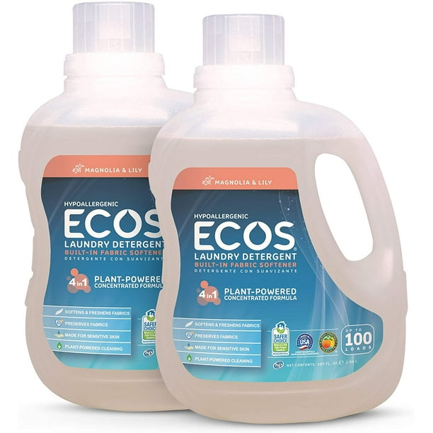 ECOS® 2X Hypoallergenic Liquid Laundry Detergent, NonToxic, Magnolia Lily, 200 Loads, 100oz