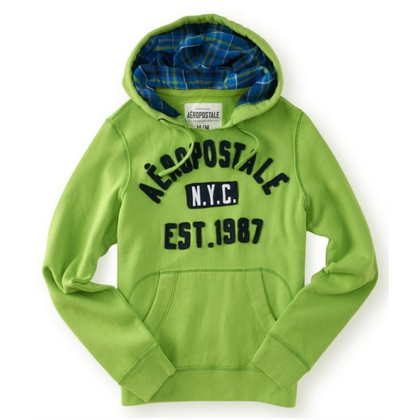 Aeropostale Hombres Nyc Est. 1987 Sudadera con capucha verde grande Aeropostale Sudadera Walmart en linea