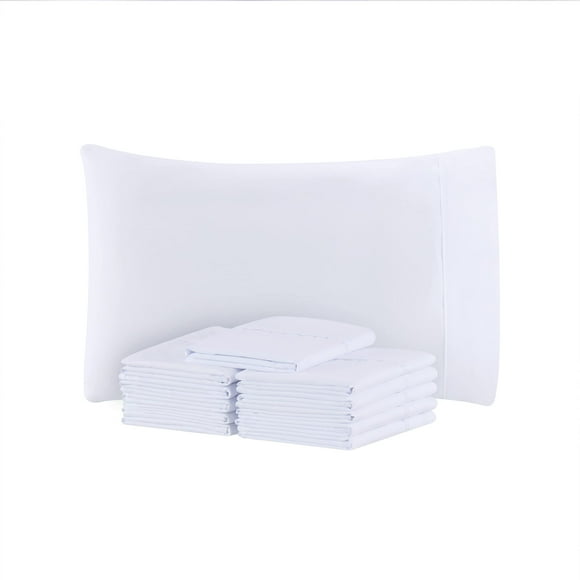 Fundas de almohada Arkwright Bulk Microfiber Queen, paquete de 12, color blanco