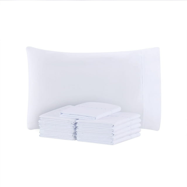 Fundas de almohada Arkwright Bulk Microfiber Queen, paquete de 12, color blanco