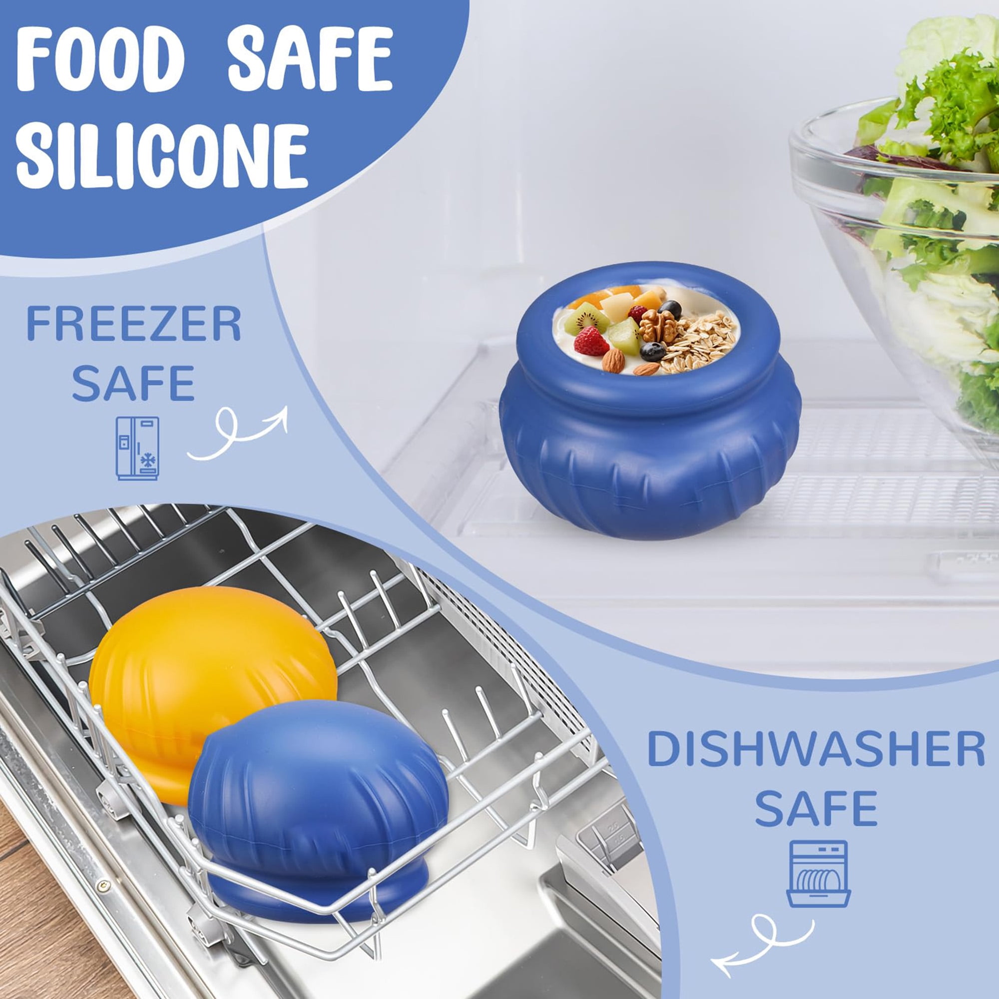 Interactive dog lick toy, stuffable treat dispenser for mental stimulation, slow feeder bowl with wobbly base, chew resistant silicone, dark blue