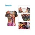 thumbnail image 4 of Hymorin 3D Print Women Color Contrast V Neck Short Sleeve T-Shirts, 4 of 4