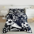 thumbnail image 2 of Homewish Cartoon Soccer Graffiti Bedding Comforter Set, Black White Honeycomb Abstract Twin Comforter Sets, Sports Lover Reversible Bedding Set, Super Cozy Room Decor, 2 Pieces, 2 of 8