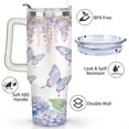 thumbnail image 3 of Butterflies and Purple Hydrangeas 40 Oz Tumbler with Handle Lid and Straw, Stainless Steel Double Walled Vacuum Insulated Cup, Cute Birthday Gifts Tumbler for Women Men Friends, 3 of 7