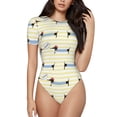 thumbnail image 1 of Saiise Justaucorps à Manches Courtes pour Femmes Motif Chiot Teckel Col Rond Pyjama Extensible avec Fermeture à Pression-Grand, 1 of 7