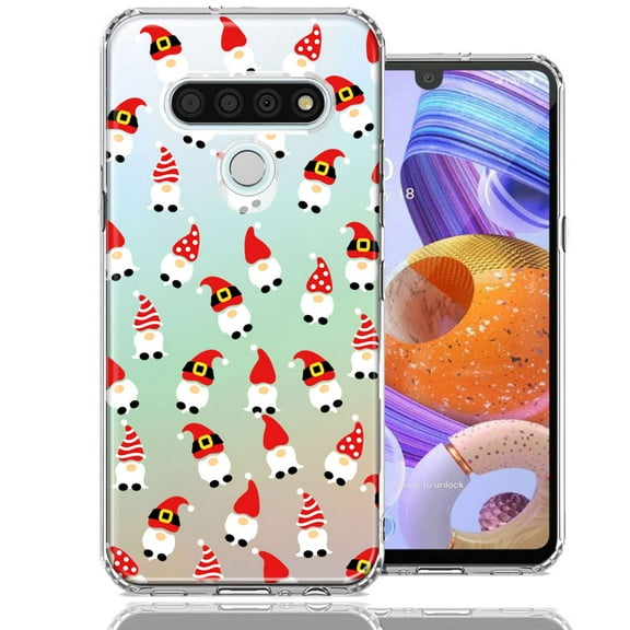 MUNDAZE LG Stylo 6 Cute Red Christmas Holiday Santa Gnomes Design Double Layer Phone Case Cover