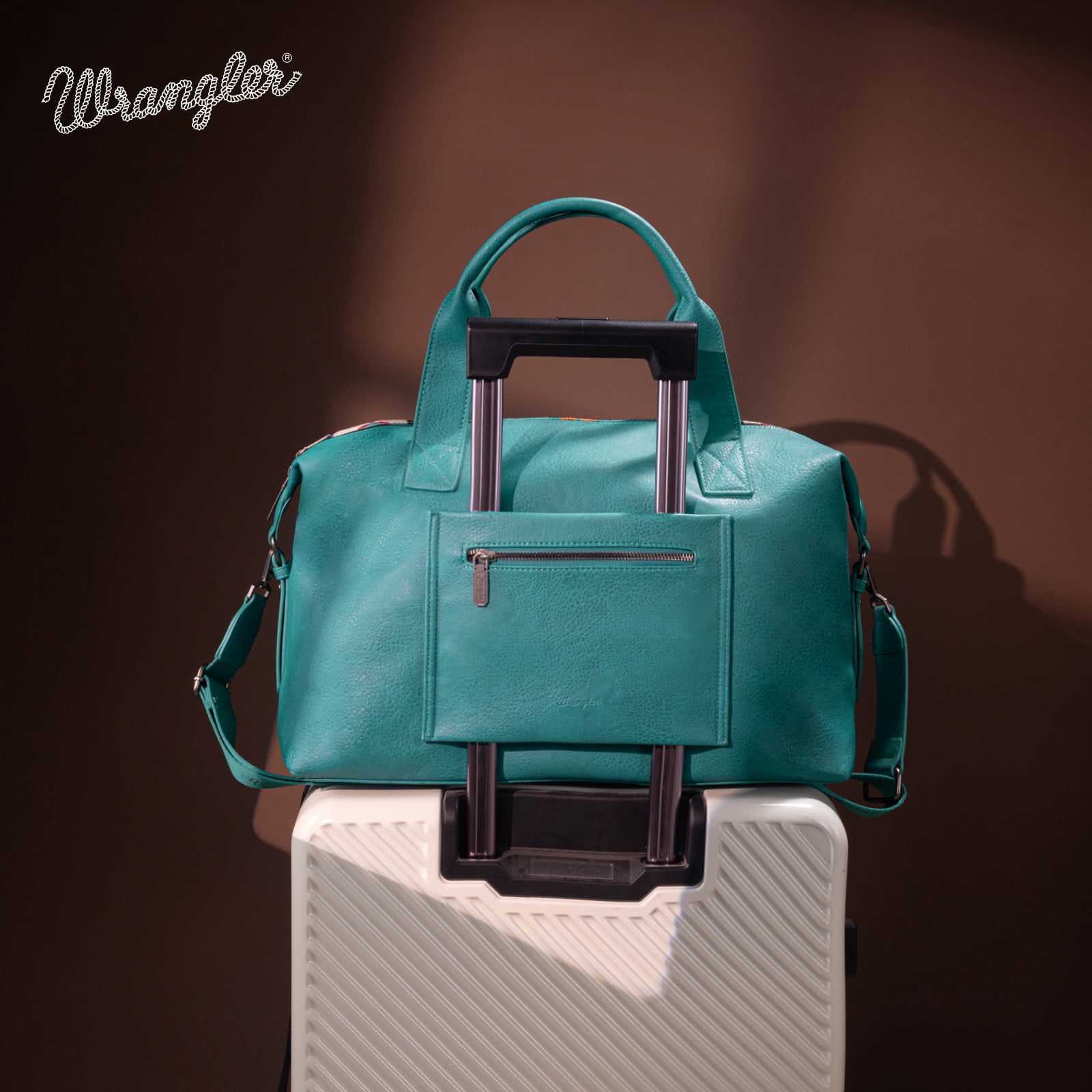 Wrangler Duffel Bag for Women Large Travel Weekender Bag Designer Aztec Carry On Bags Stylish, Aztec Turquoise