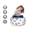thumbnail image 2 of Feather Storage Toy Bag Chair, Monochromatic Fluffy Flying Antique Plumage Abstract Repetition, Stuffed Animal Organizer Washable Bag, Large Size, Purpleblue and White, by Ambesonne, 2 of 3