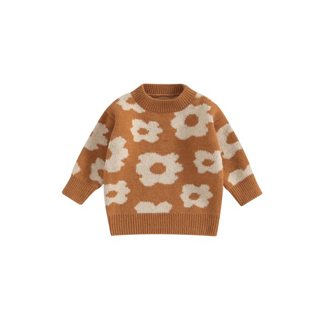 xiaxaixu Chandail d'Automne pour Bébé Fille Imprimé Fleuri Col Rond Chandail en Molleton Manches Longues Pulls Vêtements Automne Hiver